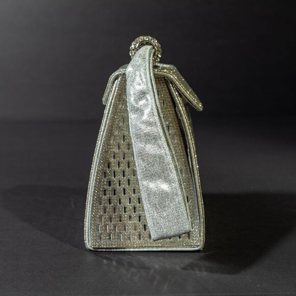 Verano Hill Crystal Pyramid Handbag – Silver Rhinestone Purse - Picture 4 of 5